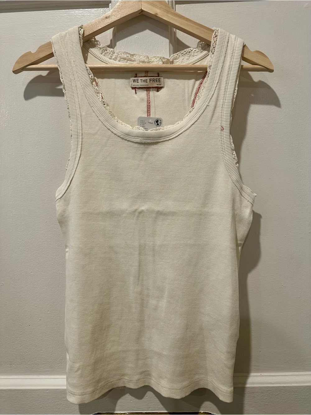 Free People We The Free Cream Ribbed Scoop Neck Tank Tofu Women’s M NWT Lace